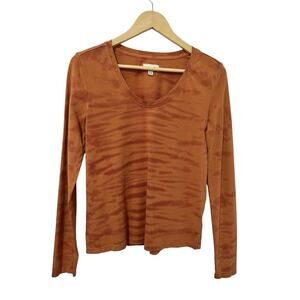 Pact Organic Cotton V Neck Long Sleeve Top Size XS Orange Sustainable‎ Ethical